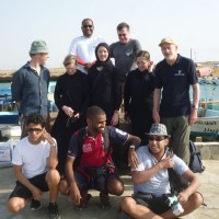 The DISPERSE 2014 Diving Team in Farasan: Top: Waleed Mozayen, Garry Momber; Middle: Brandon Mason, Janet Gillespie, Christin Mason, Lauren Tidbury, Geoff Bailey; Bottom: Faris Hamzi, Abdullah Al Haiti, Jumah Al Sadiq (Photo: Muzna Bailey: 2014).