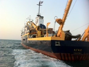 Fig. 1: HCMR Survey ship R/V Aegaeo in the Red Sea (Photo: G. Bailey: 2011) 